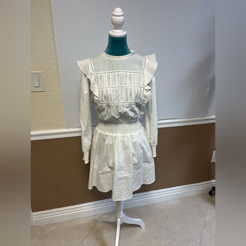 Rails Faren Smocked Mini Dress Size S Off White